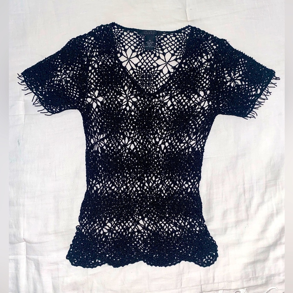 The Limited Handknit V-neck black size M